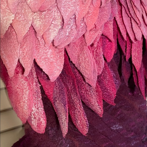 Winged Angel Wing OOAK Pink Handcrafted Felted Wool Purple Feathered Backpack - Picture 4 of 16